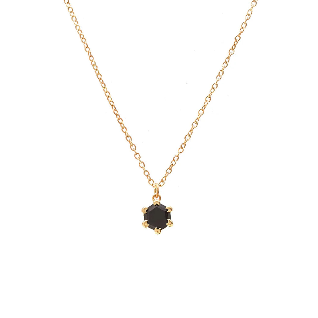 Silk & Steel Harmony Necklace with black spinel in 14k gold-plated sterling silver.