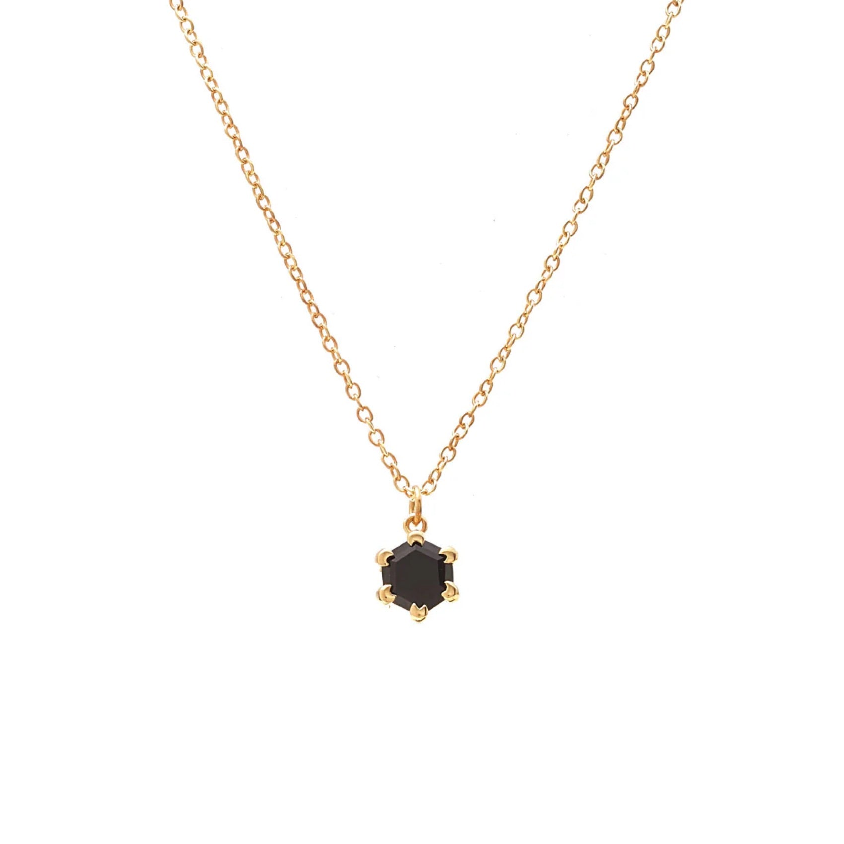 Silk & Steel Harmony Necklace with black spinel in 14k gold-plated sterling silver.