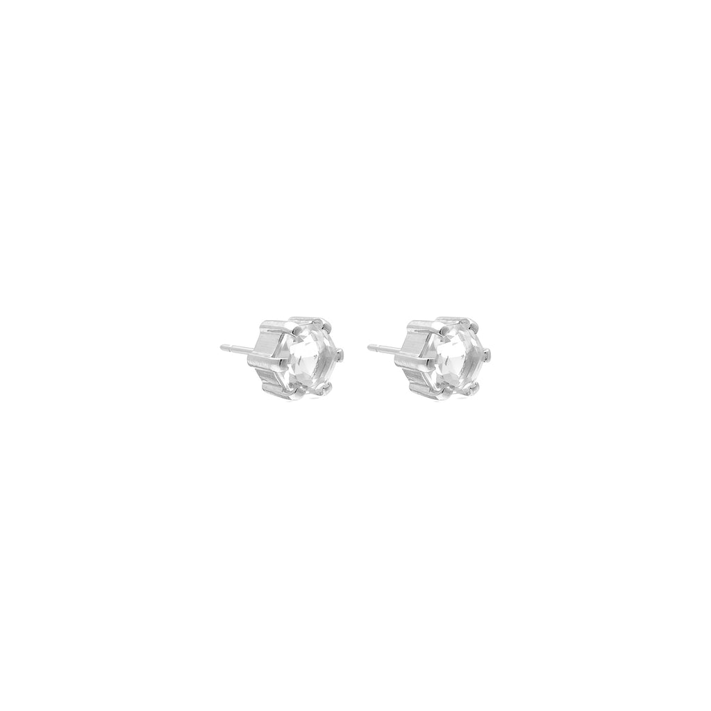 Harmony Stud Earrings Crystal Quartz + Silver