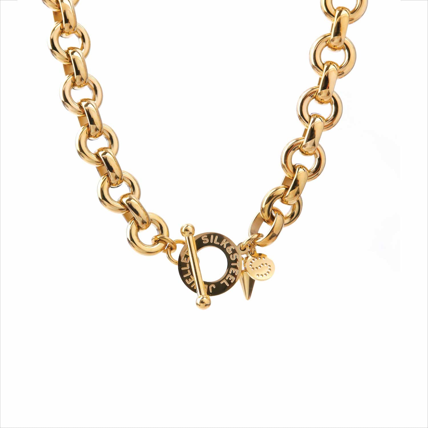 Gold chain necklace with toggle and spike 