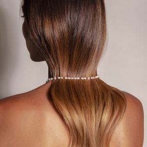 Silk & Steel Celine choker necklace with pearl in silver stainless steel.