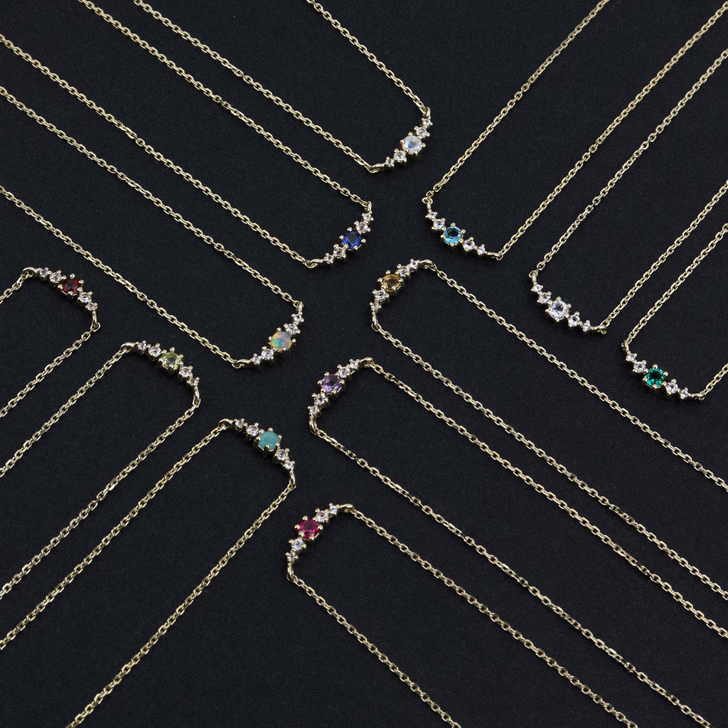 February Birthstone Necklace Amethyst + Gold