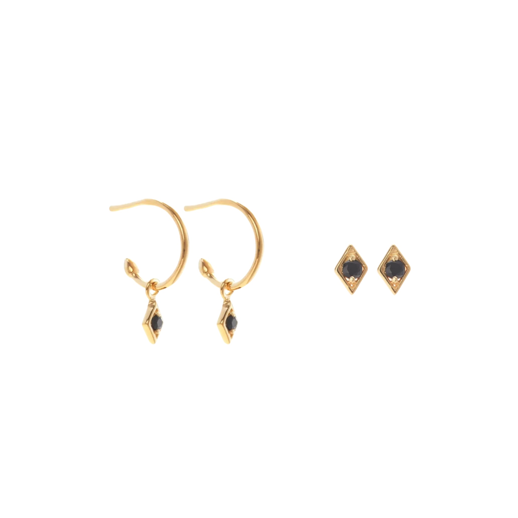 Keepsake Black Spinel Earring Set Gold