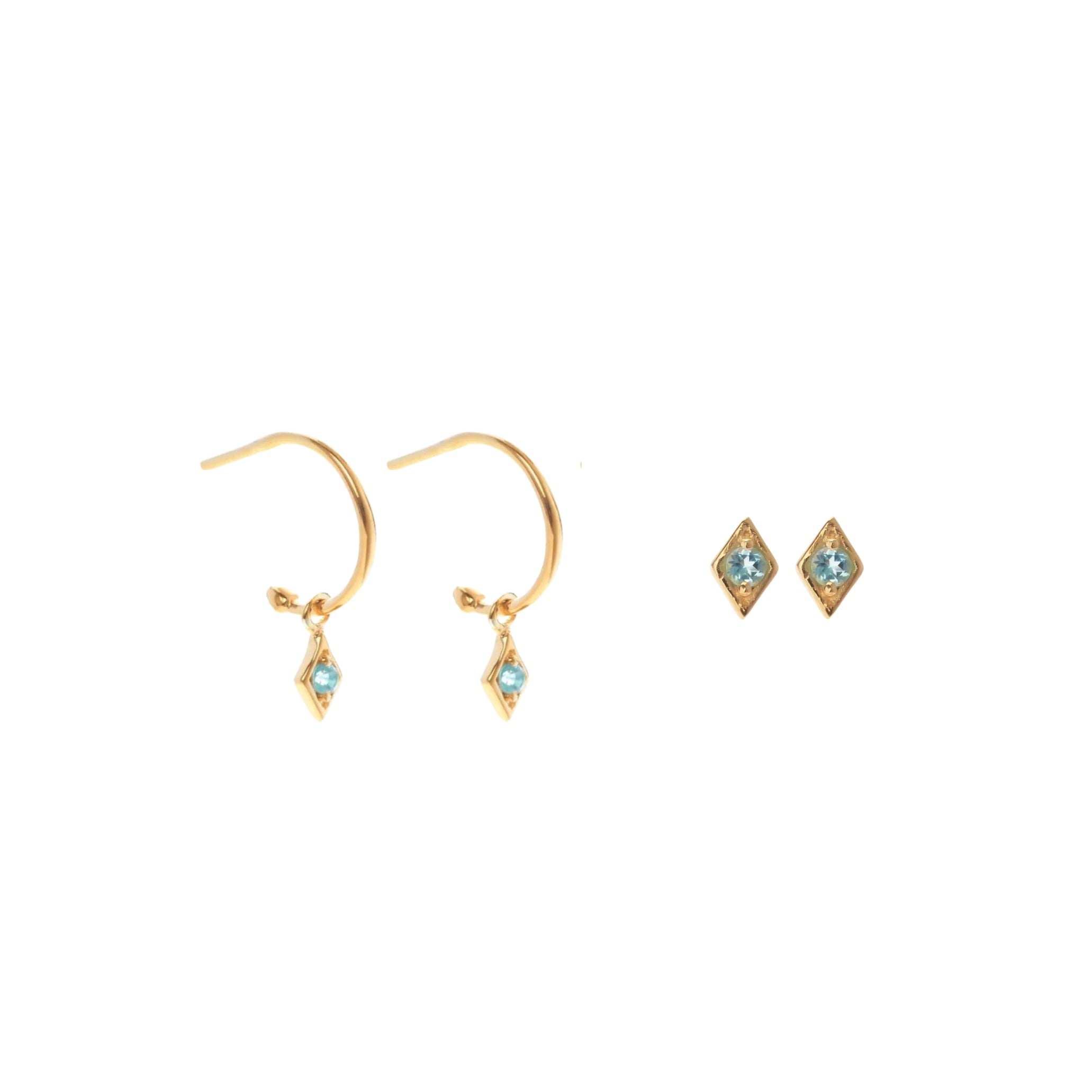 Keepsake Blue Topaz Earring Set Gold
