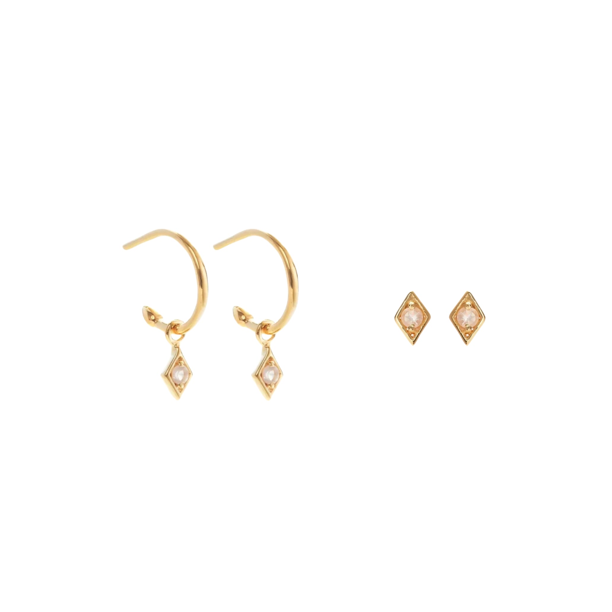 Keepsake Rose Quartz Earring Set Gold