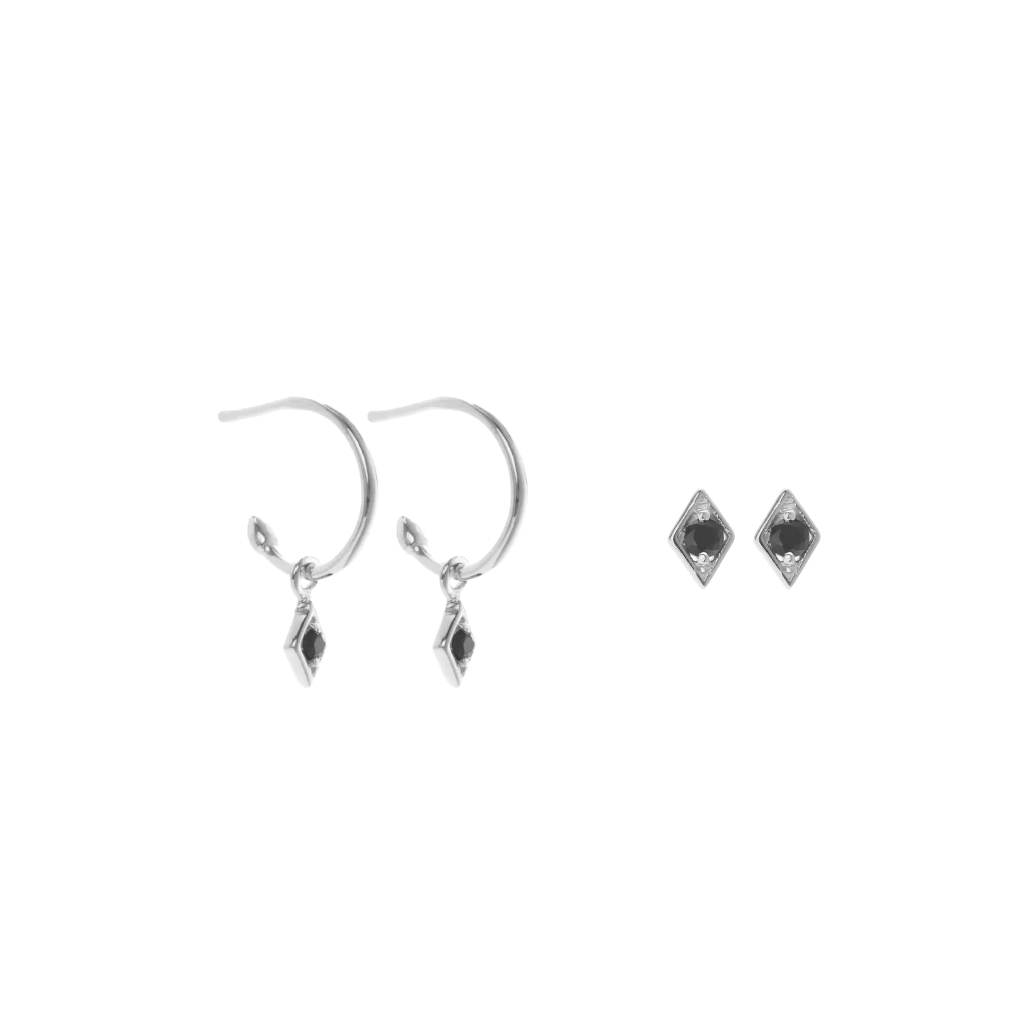 Keepsake Black Spinel Earring Set Silver