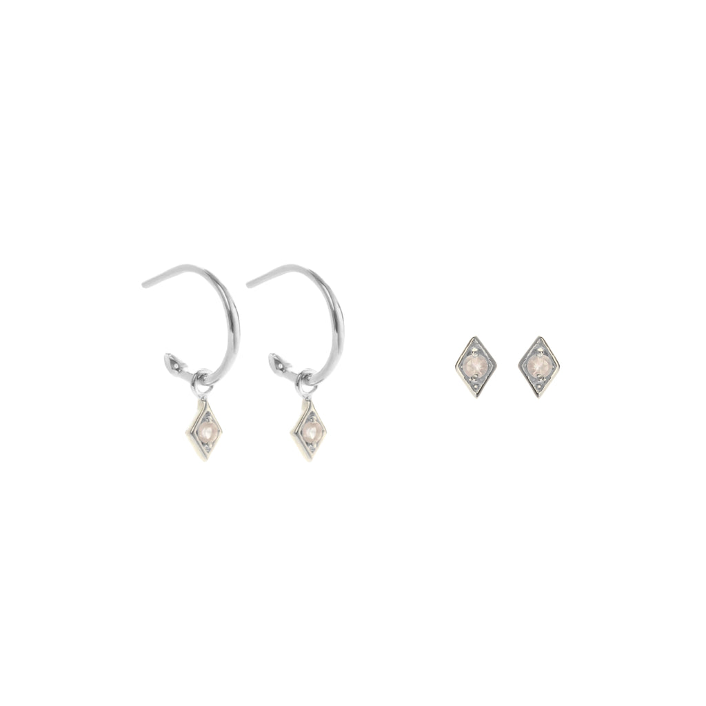 Keepsake Rose Quartz Earring Set Silver