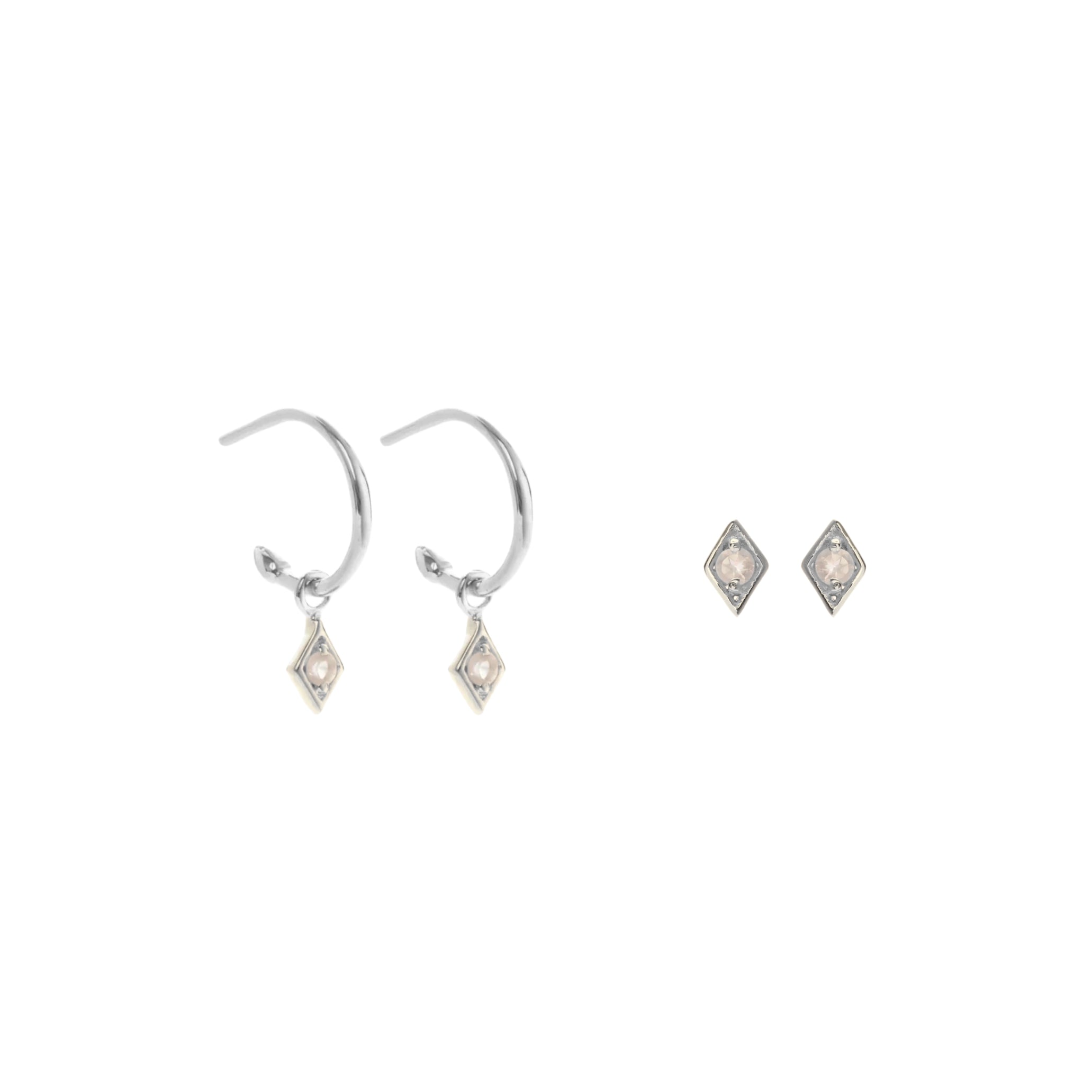 Keepsake Rose Quartz Earring Set Silver