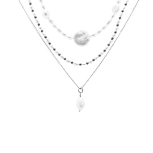 Silk & Steel Jewellery Bella Necklace Set Pearl + Silver