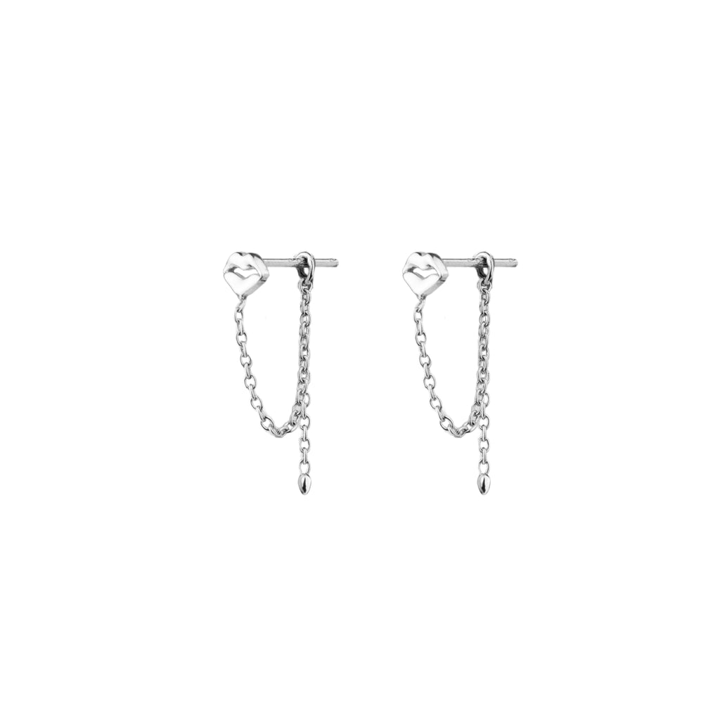 Superfine Kisses Connected Earrings Silver