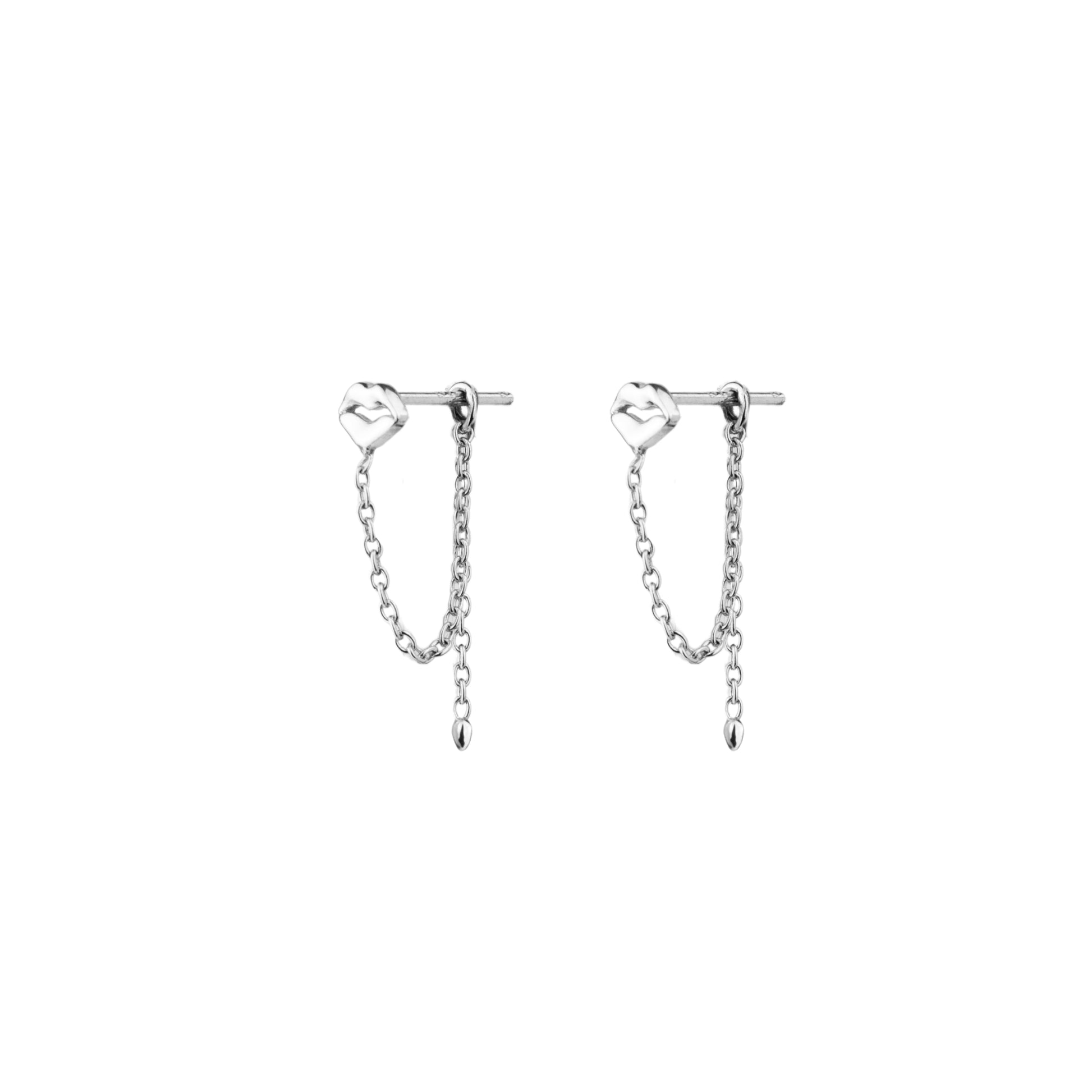 Superfine Kisses Connected Earrings Silver