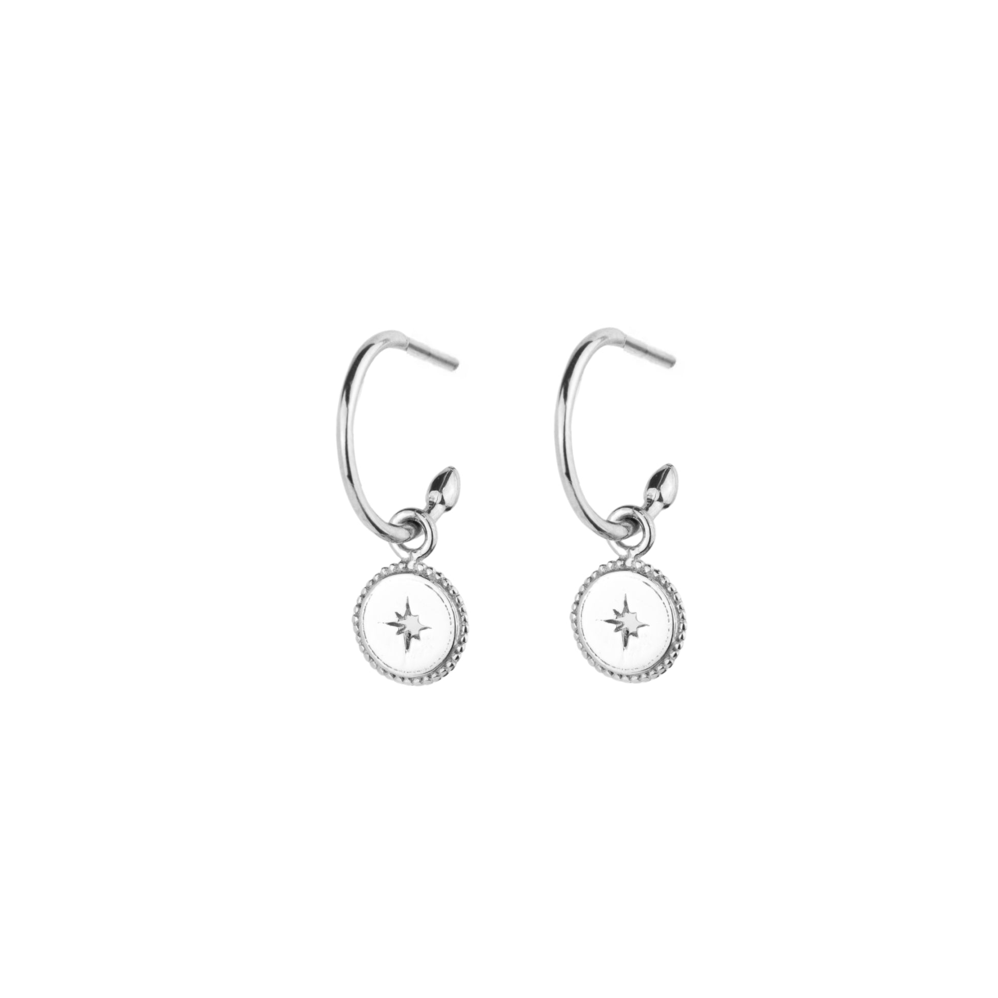 Cutout North Star Hoops Silver