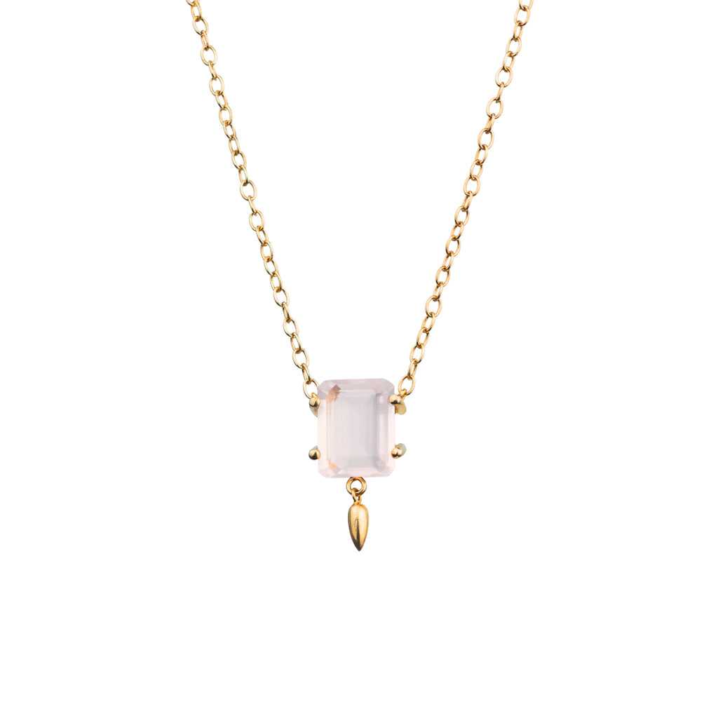 Prima Donna Necklace Rose Quartz + Gold