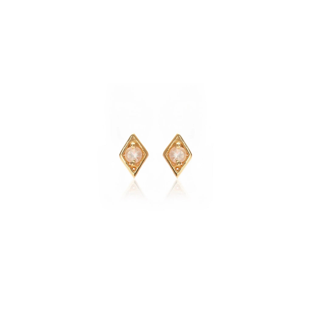 Silk & Steel Jewellery Superfine Keepsake Stud Rose Quartz + Gold