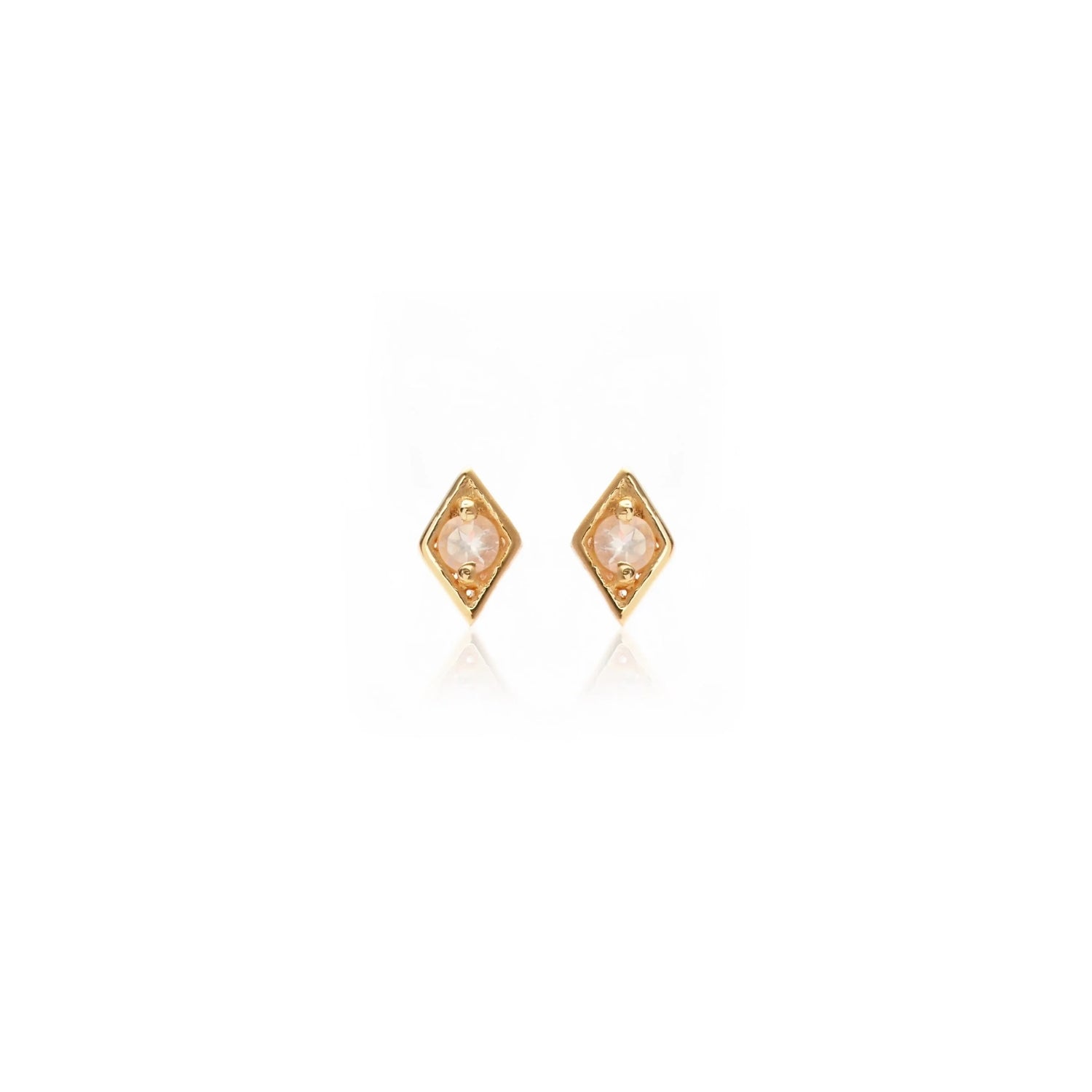 Silk & Steel Jewellery Superfine Keepsake Stud Rose Quartz + Gold