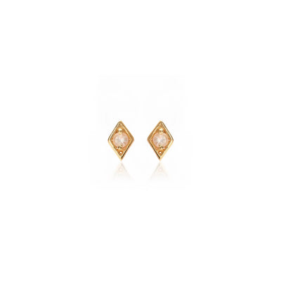 Silk & Steel Jewellery Superfine Keepsake Stud Rose Quartz + Gold