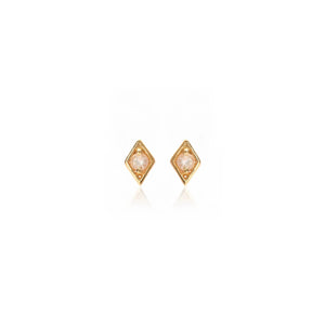 Silk & Steel Jewellery Superfine Keepsake Stud Rose Quartz + Gold