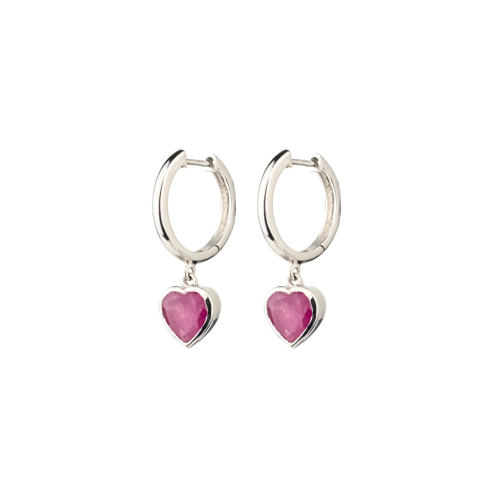 Aphrodite Hoop Earrings Ruby Quartz + Silver