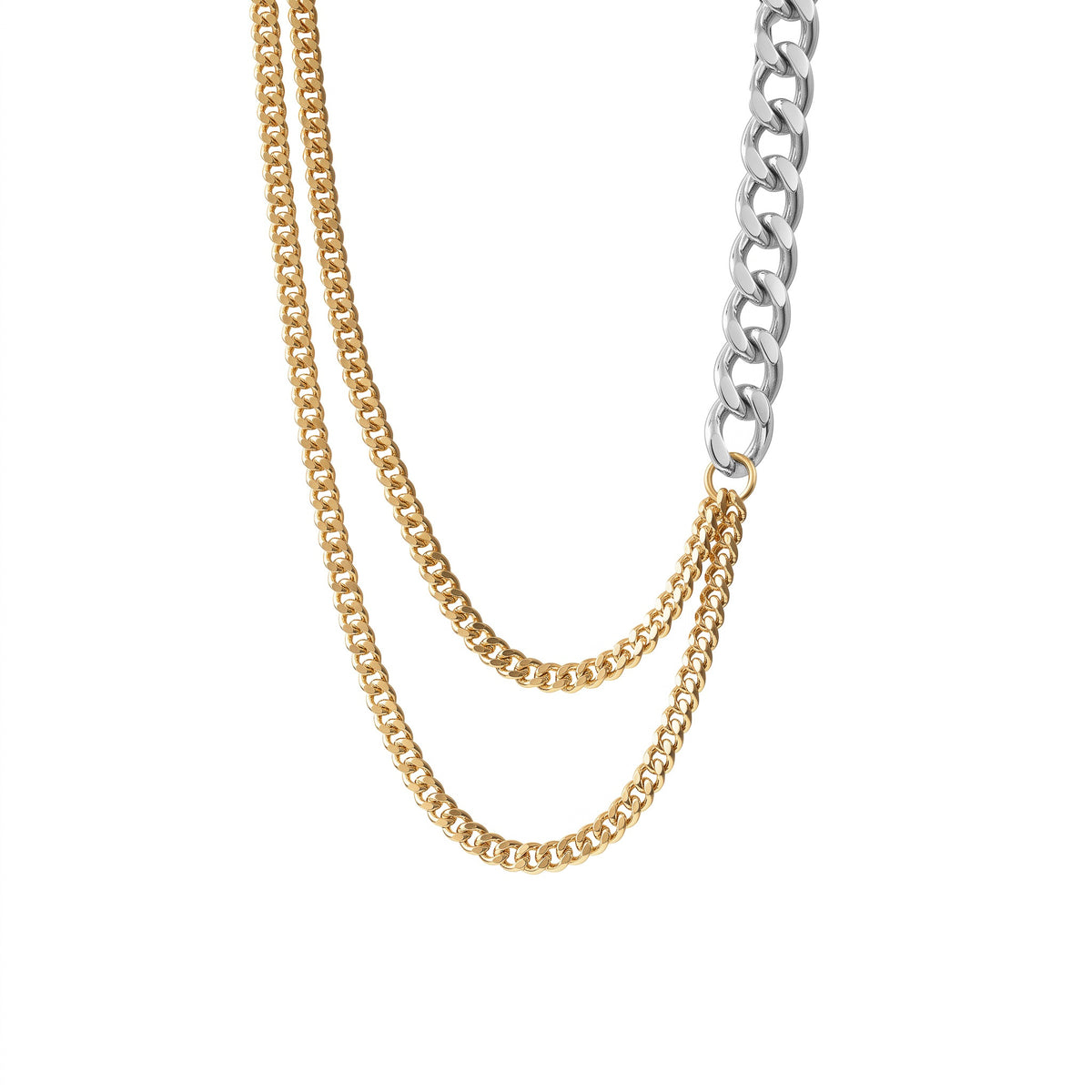 Statement Two Tone Necklace Silver + Gold
