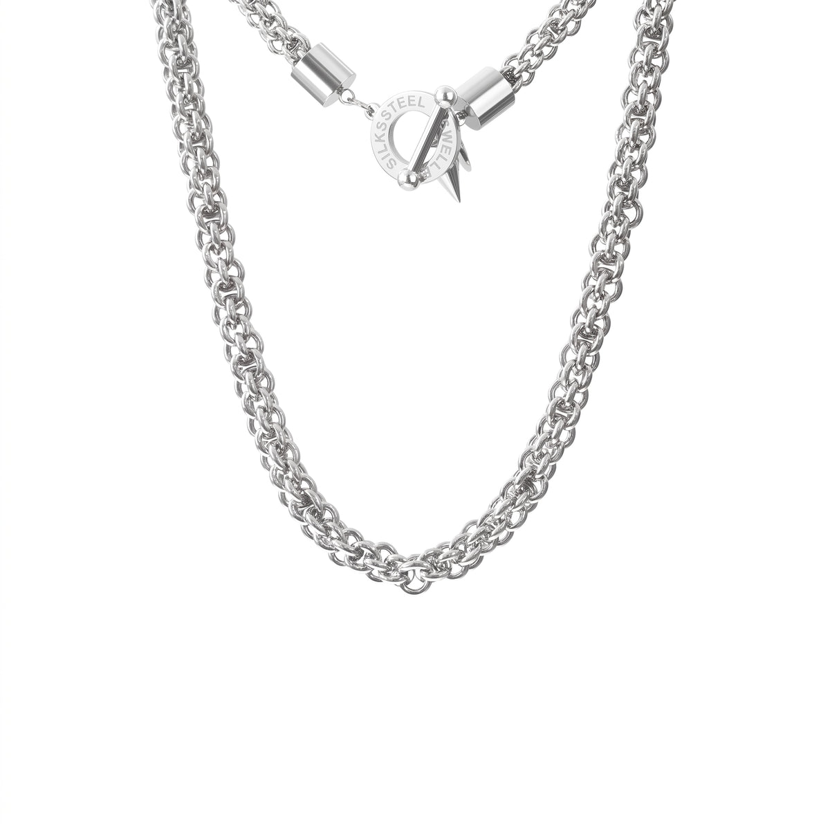 Vintage Chain Toggle Necklace Silver