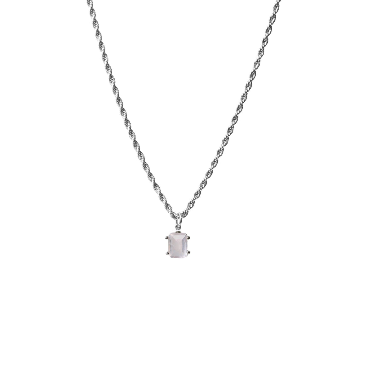 Mini Prima Donna Twisted Rope Necklace Rose Quartz + Silver