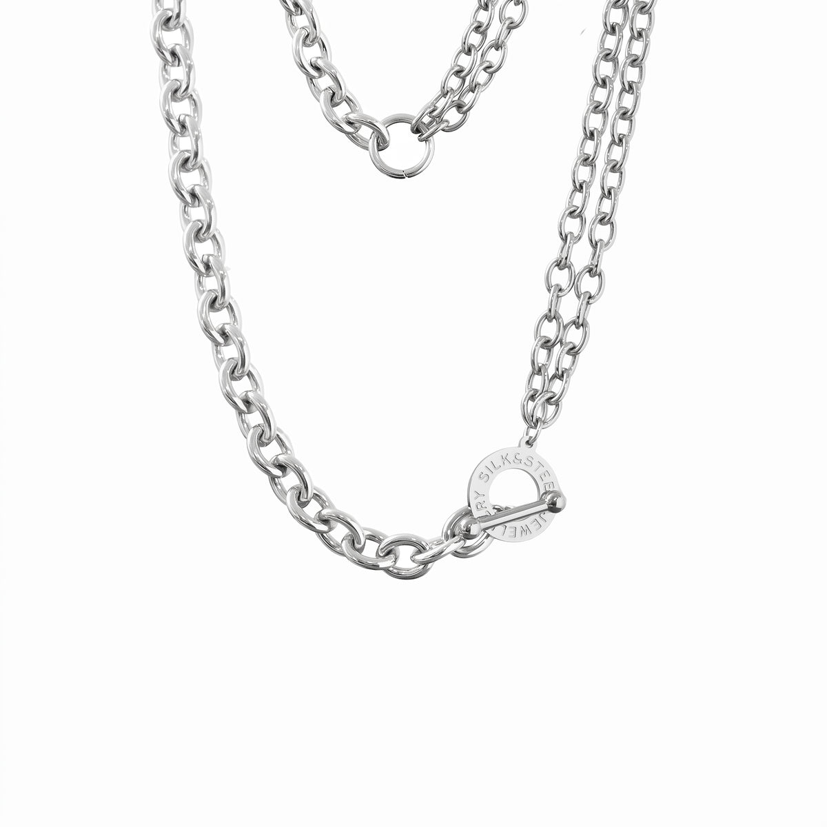 Layered Toggle Necklace Silver