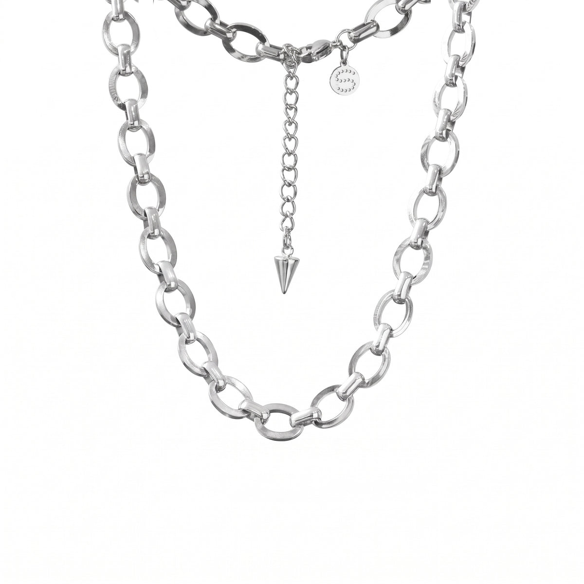 Sculpted Link Chain Necklace Silver