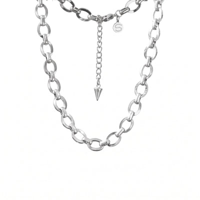 Sculpted Link Chain Necklace Silver