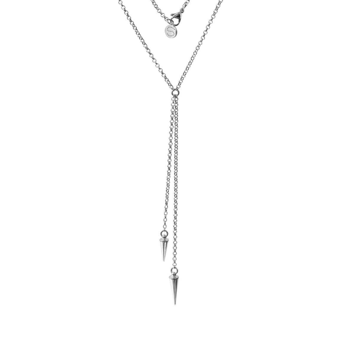 Double Spike Necklace Silver