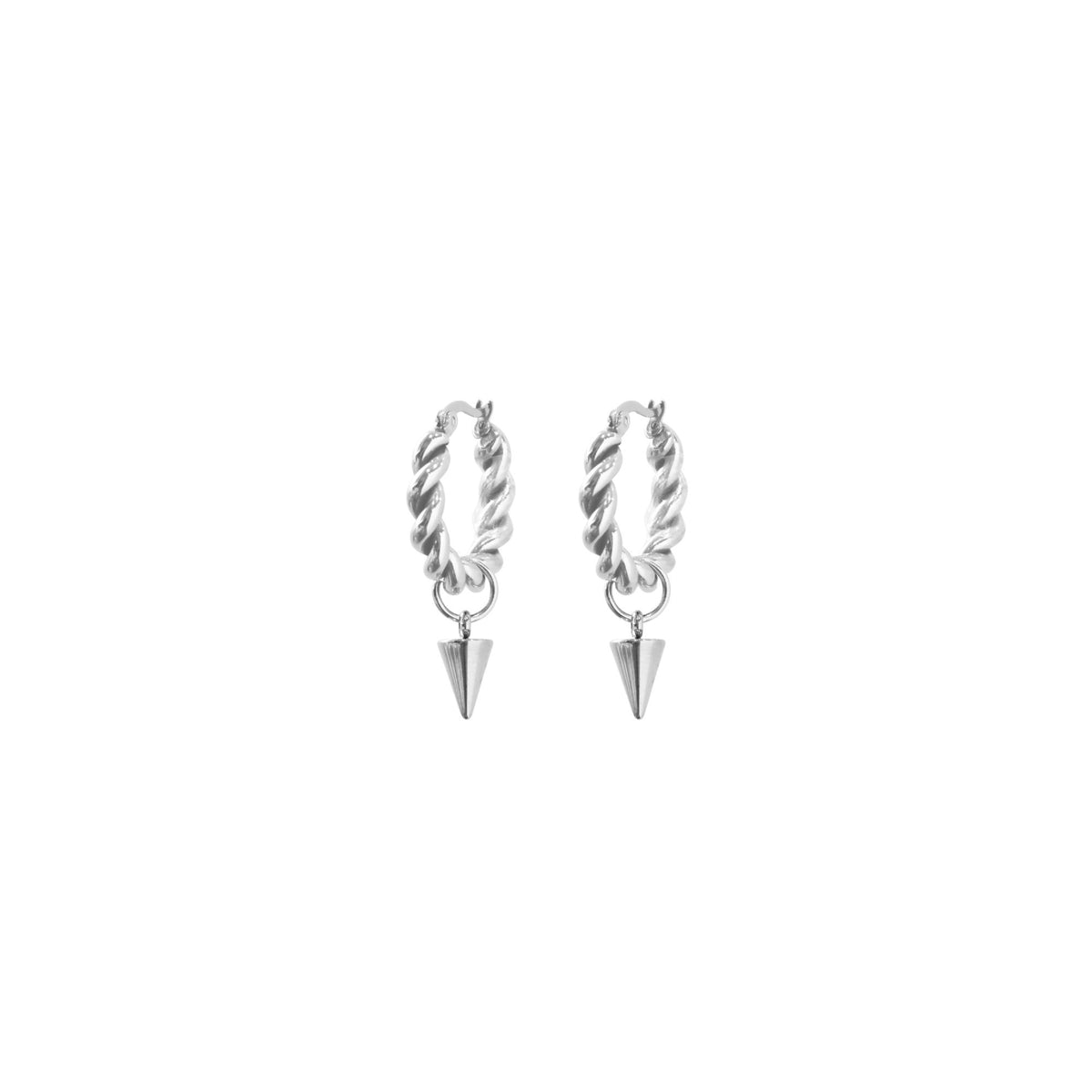 Twisted Rope Spike Hoops Silver