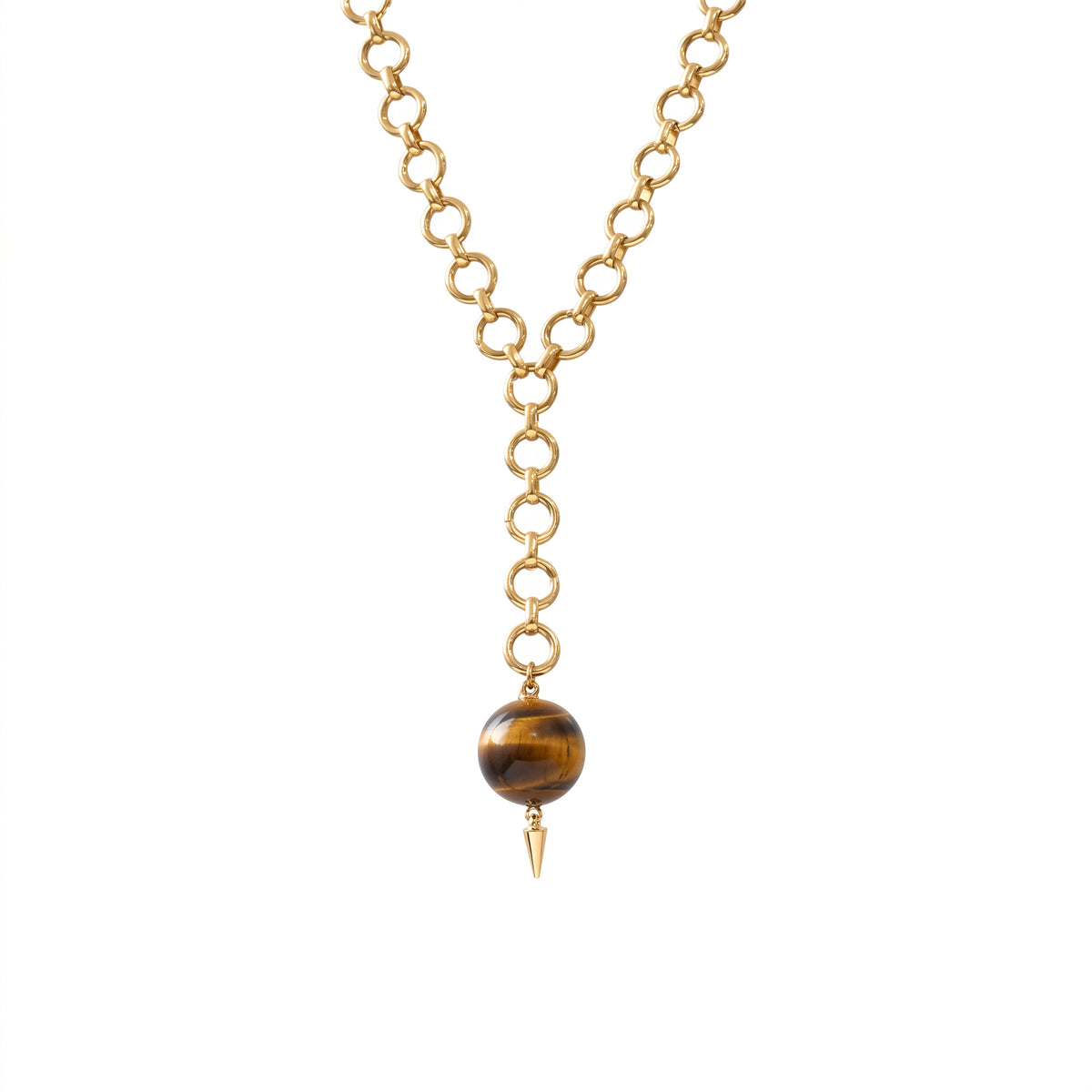 Tiger's Eye Drop Necklace Gold