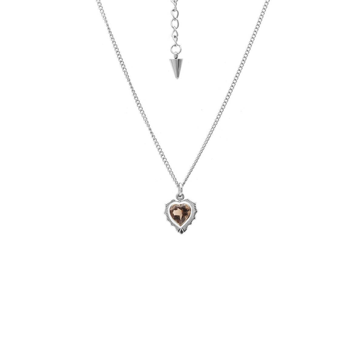 Amour Necklace Smokey Quartz + Silver