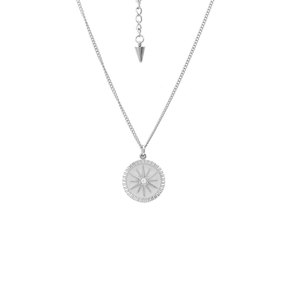 Guiding Star Necklace White Enamel + Silver