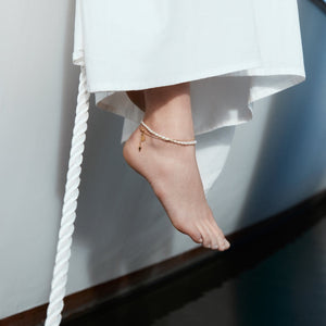 Silk & Steel Jewellery Sofia Anklet Pearl + Gold