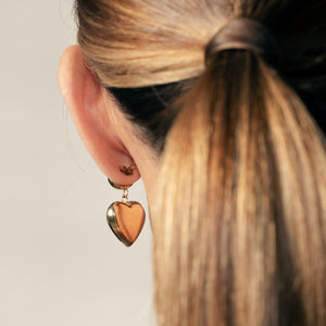 Silk & Steel Cupid drop earrings in 14k gold-plated stainless steel.