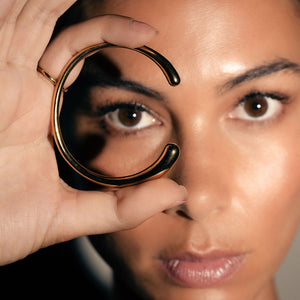 Silk & Steel Aura cuff in 14k gold-plated stainless steel.