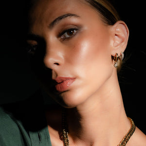 Silk & Steel Nova hoop earrings with cubic zirconia in silver stainless steel.