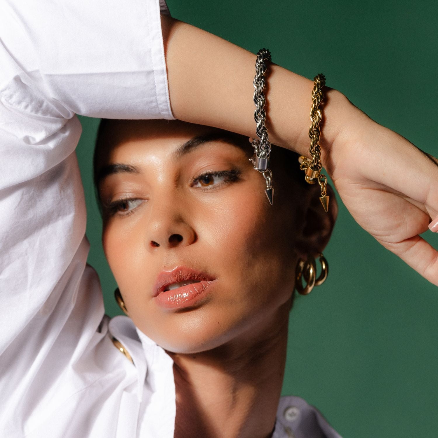 Silk & Steel Eclipse bracelet in 14k gold-plated stainless steel.