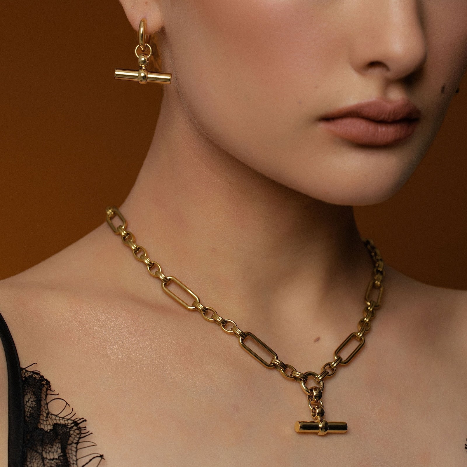 Silk & Steel Atlas Hoops and Necklaces in 14k gold-plated sterling silver.  