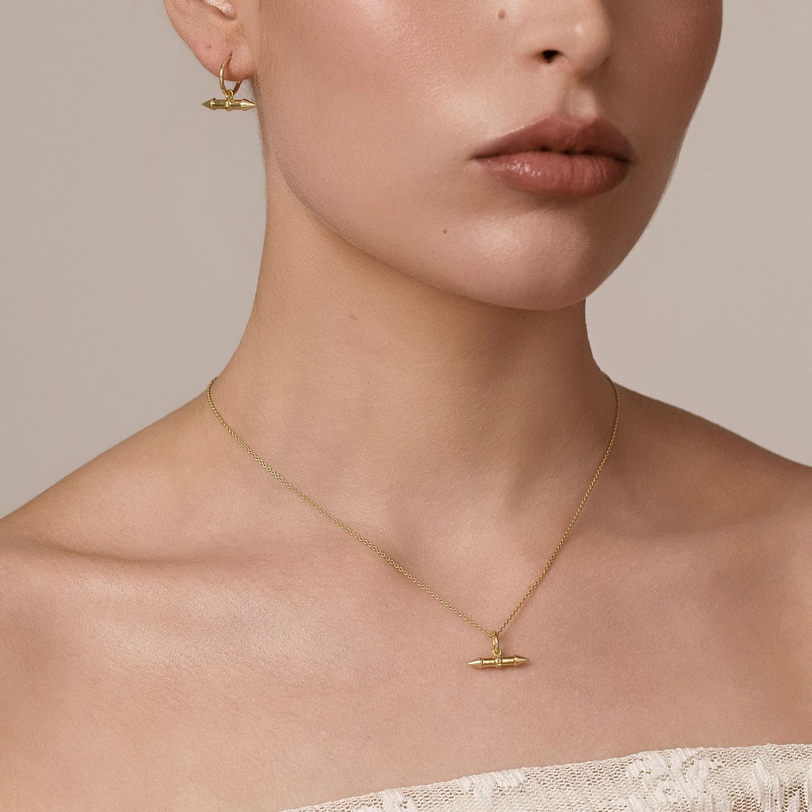 Silk & Steel Storyteller Anchor Necklace in 14k gold-plated sterling silver with cubic zirconia.