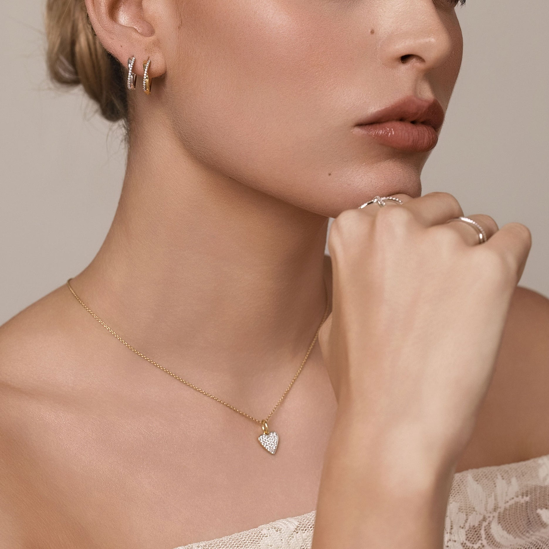 Silk & Steel Storyteller Love Necklace on fine cable chain in 14k gold-plated sterling silver with cubic zirconia.