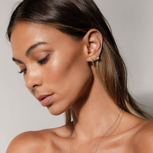 Silk & Steel Harmony stud earrings with rose quartz in 14k gold-plated sterling silver.