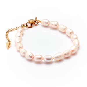 Silk & Steel Jewellery Men's Edit Blanc Pearl Bracelet Gold