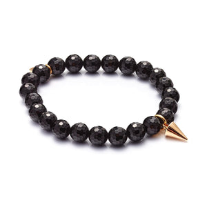 Silk & Steel Jewellery Charme Bracelet Trio Black Onyx + Gold