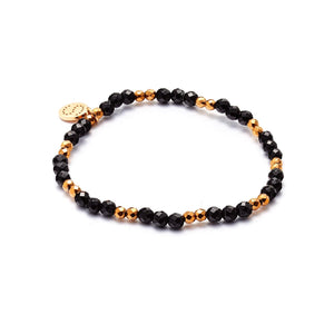 Silk & Steel Jewellery Charme Bracelet Trio Black Onyx + Gold