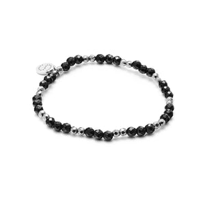 Silk & Steel Jewellery Charme Bracelet Trio Black Onyx + Silver