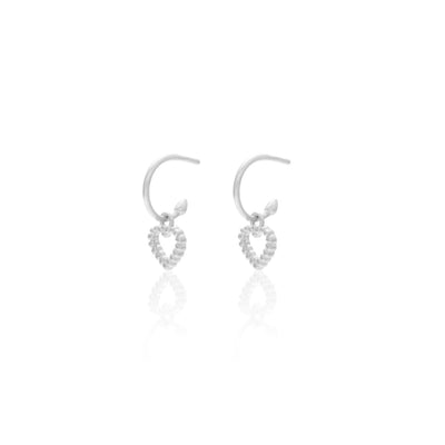 Silk & Steel Jewellery Superfine Cutout Heart Hoop Silver