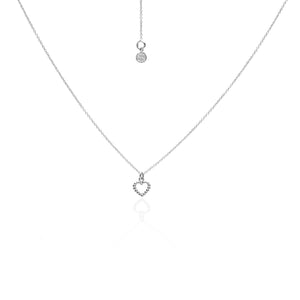 Silk & Steel Jewellery Superfine Mini Cutout Heart Necklace Silver