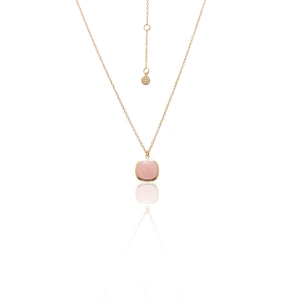 Silk & Steel Heritage Necklace- Pink Opal + Gold