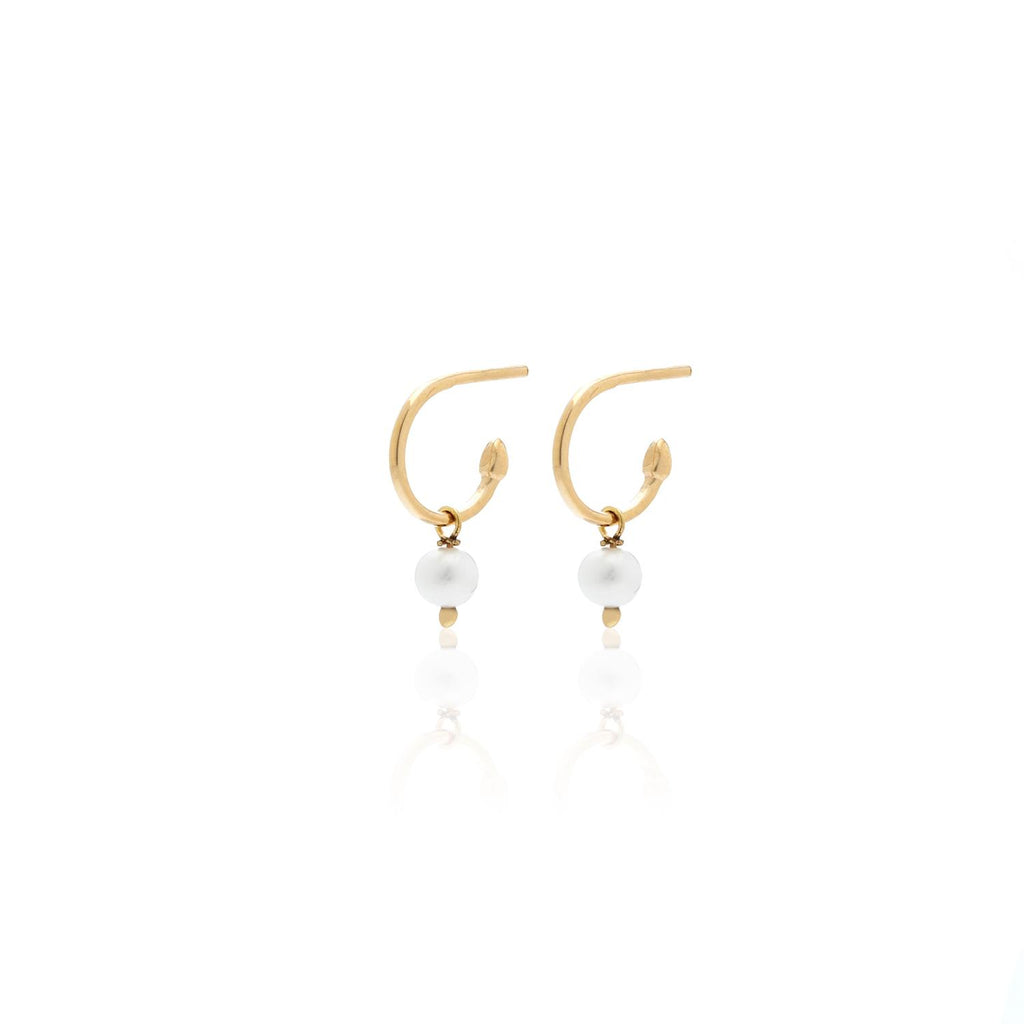 Silk & Steel Jewellery Superfine Mini Pearl Hoops Gold